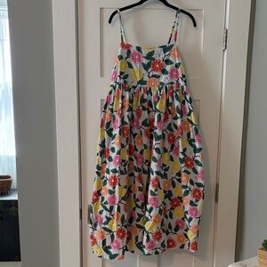 Hanna Andersson 100% Cotton Citrus Print Sundress with Ice Blue Background